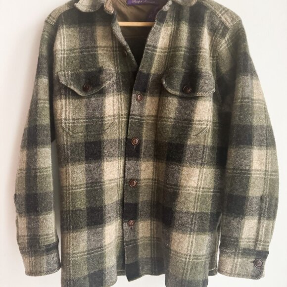 Ralph Lauren Purple Label 50th Anniversary Wool Cashmere Plaid Shacket  M - Picture 9 of 10